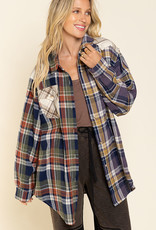 POL Clothing Multi-Color Button-Up Flannel Top