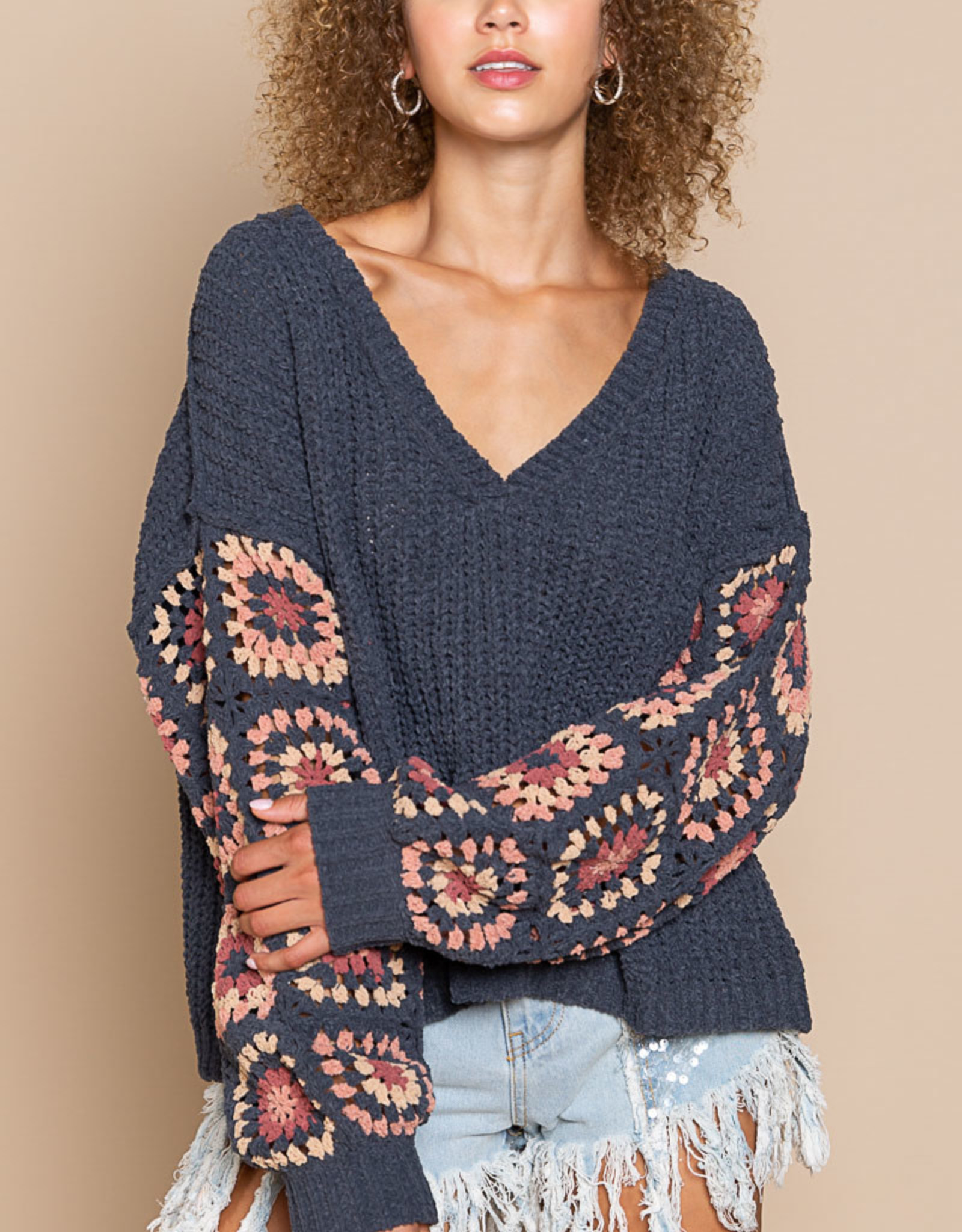POL SMST401 Granny Square Sweater 