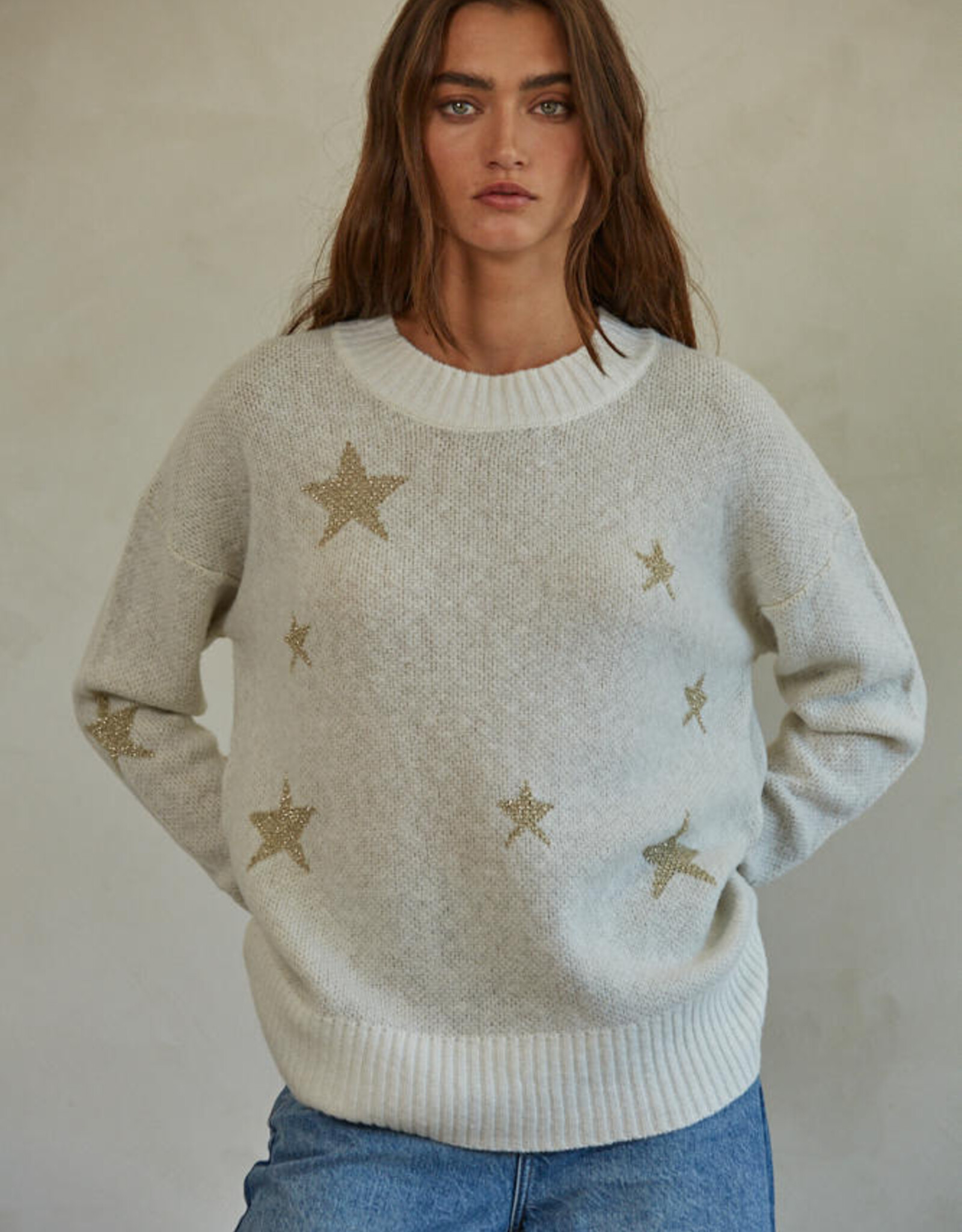 Star Print Pullover w/ Side Slits