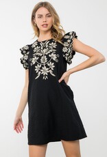THML Embroidered Ruffle Dress