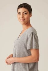 Cut Loose Button-Up Checkered Crinkle Top