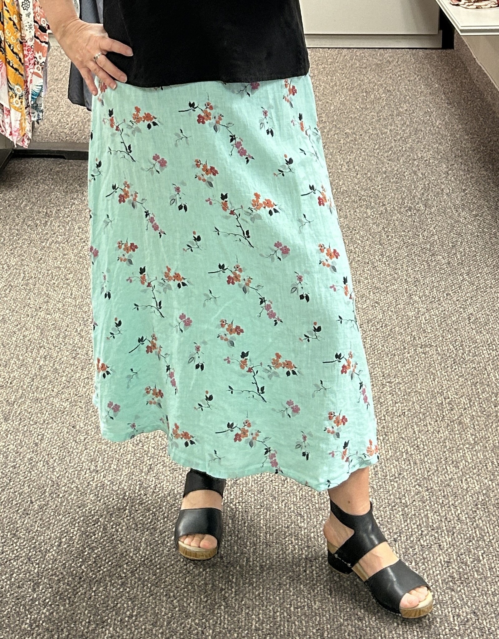 Cut Loose Floral Midi Linen Skirt