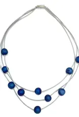 Sea Lily Multi Strand Silver Necklace with Blue Geodes
