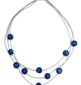 Sea Lily Multi Strand Silver Necklace with Blue Geodes