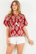 THML Burgundy Medallion Tassel Top