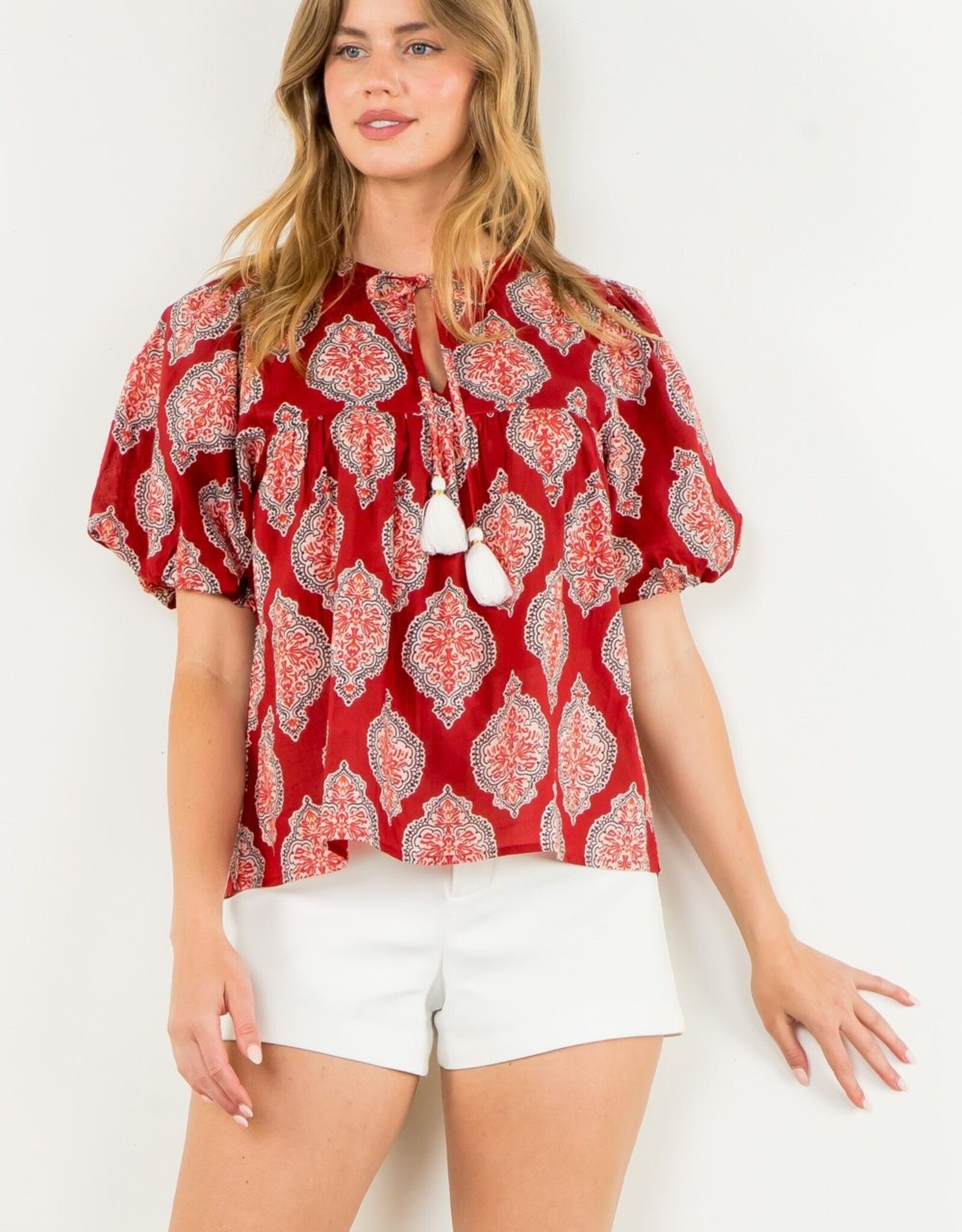 THML Burgundy Medallion Tassel Top