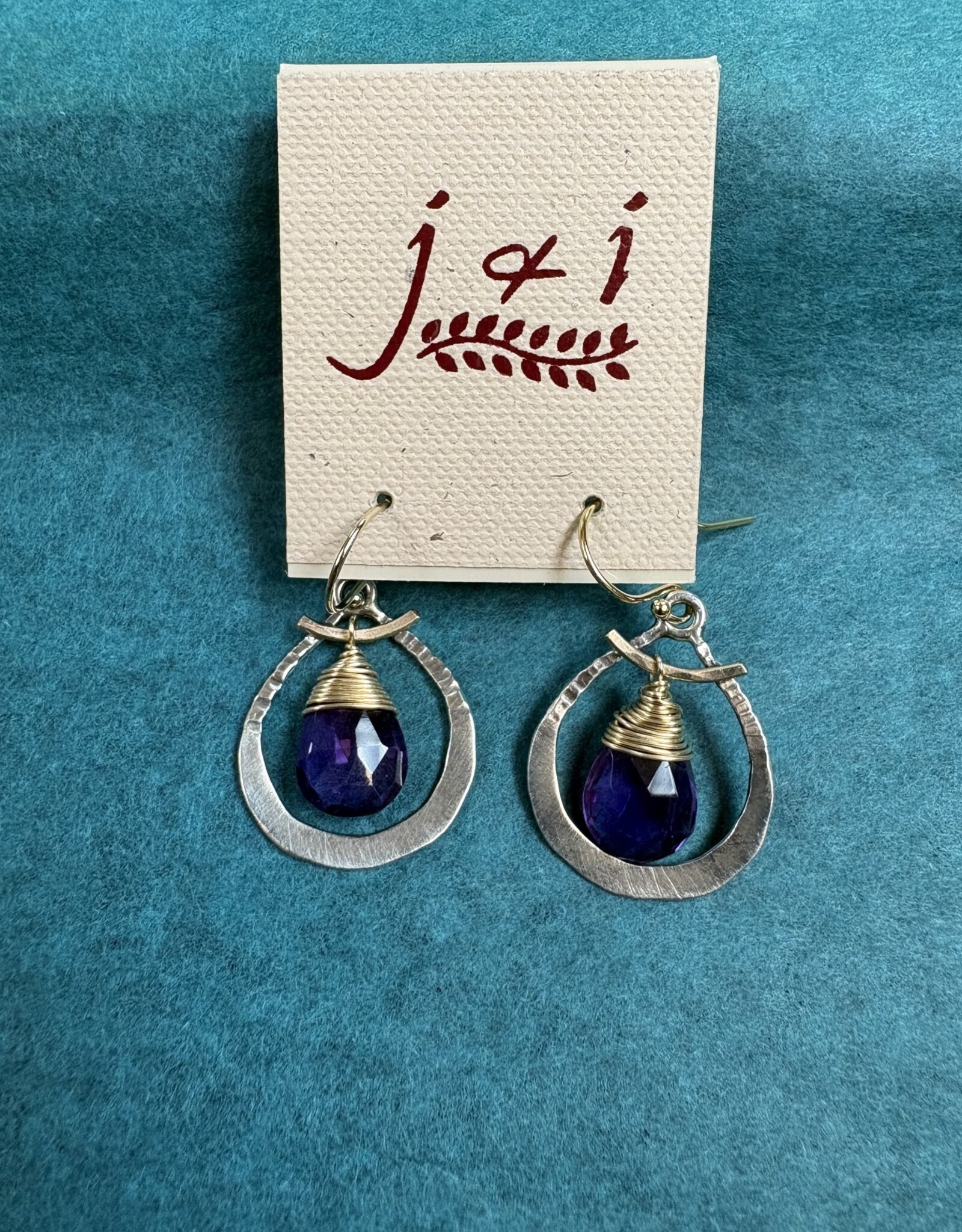 J&I Gold Wrapped Amethyst Earring