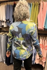 Nally & Millie Blue/Green Floral  Button Top