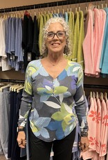 Nally & Millie Blue/Green Floral  Button Top
