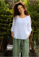 Saga Linen Button Top