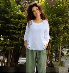 Saga Linen Button Top
