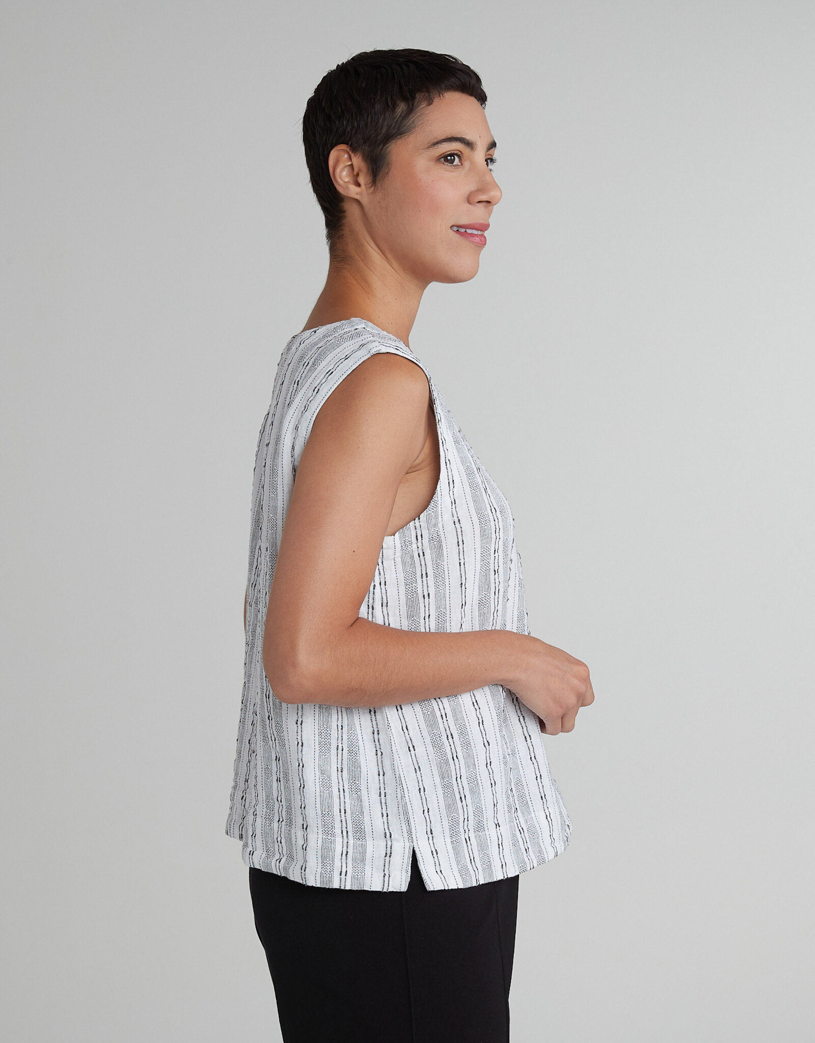 Cut Loose Pinstripe Linen Shell