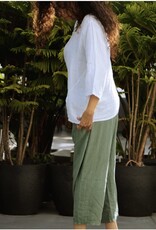 Saga Linen Button Top