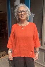 Saga Linen Button Top