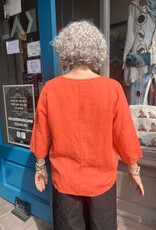 Saga Linen Button Top