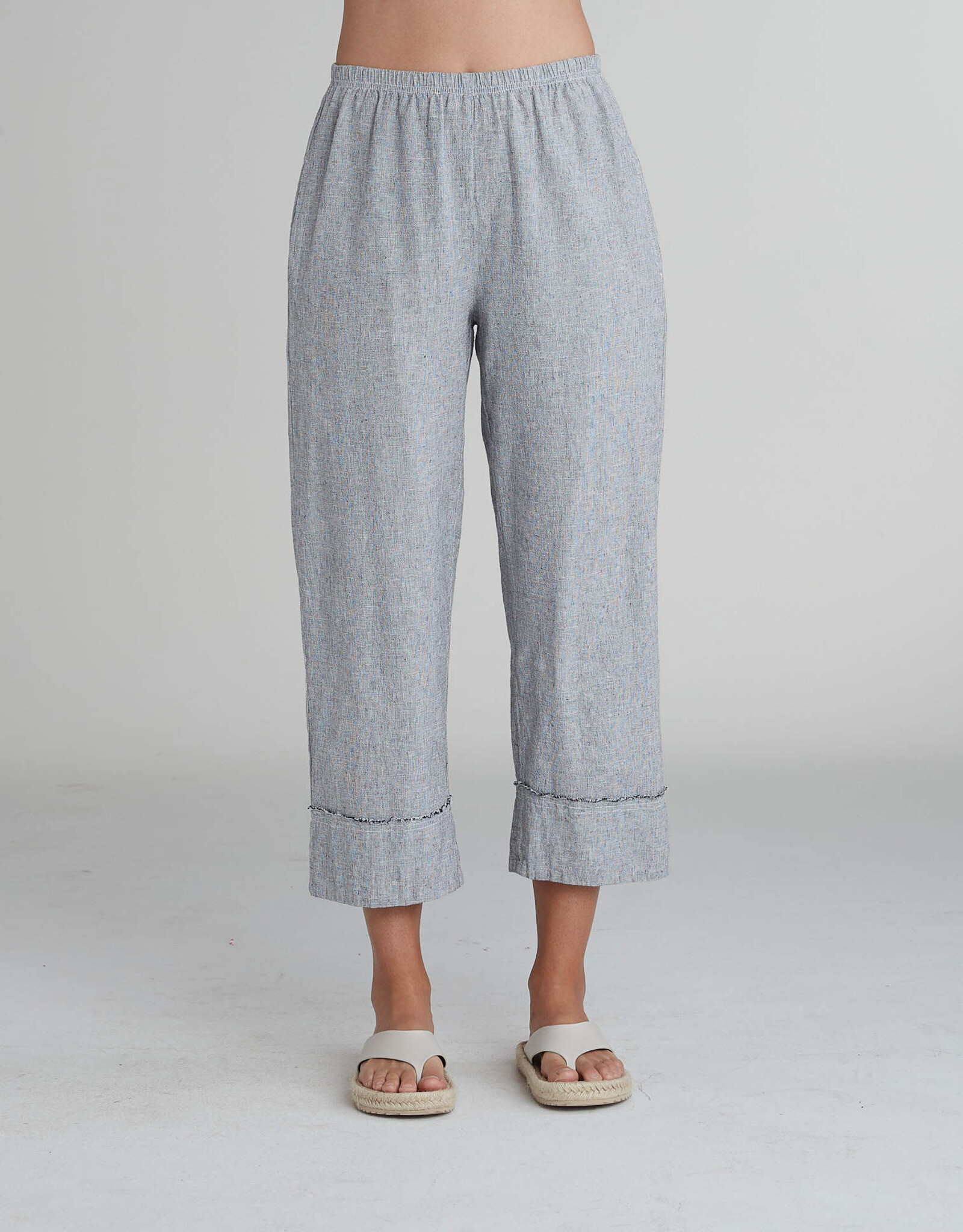 Cut Loose Frayed Cuff Linen Pant