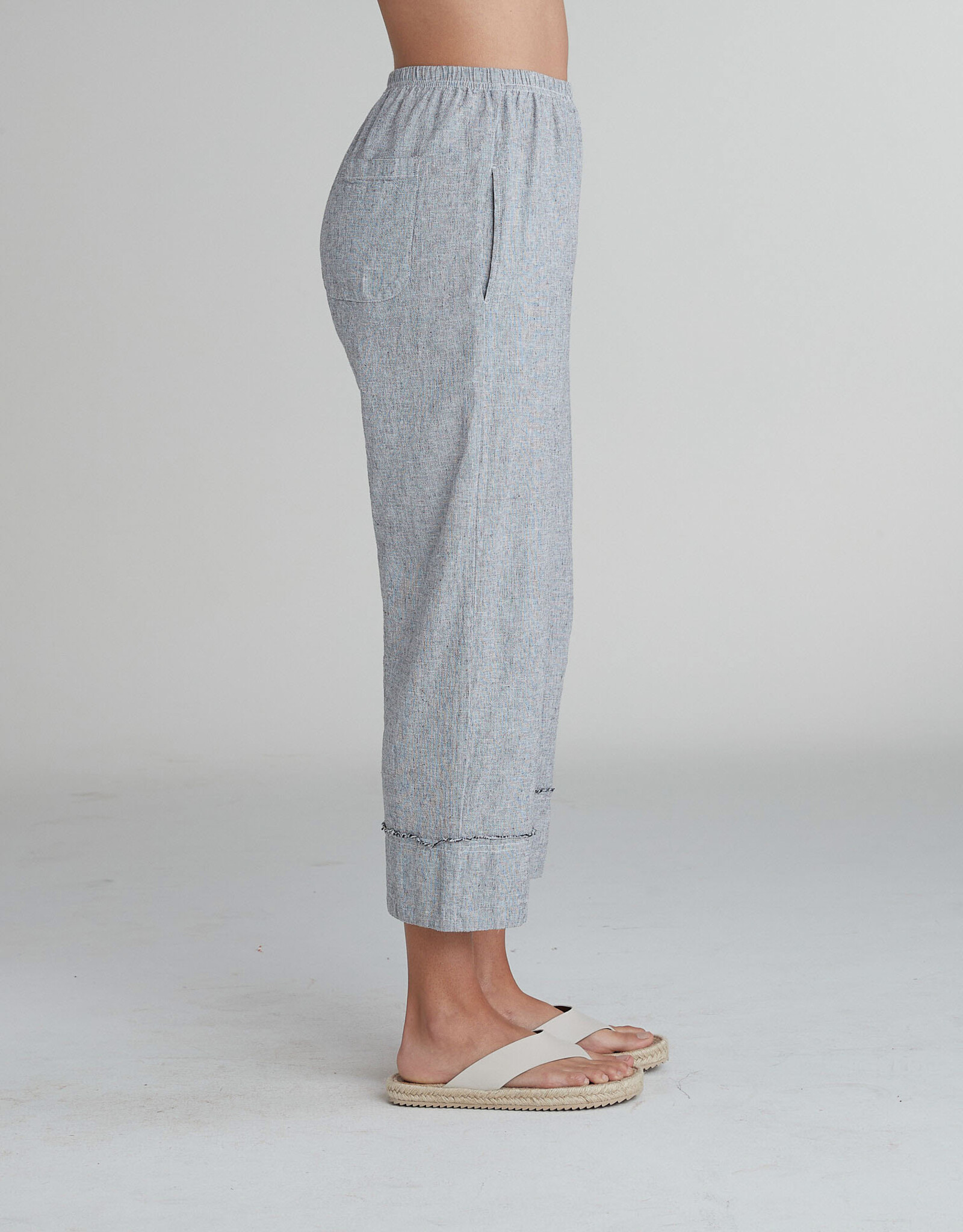 Cut Loose Frayed Cuff Linen Pant