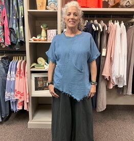 Saga Frayed Asymmetrical Top