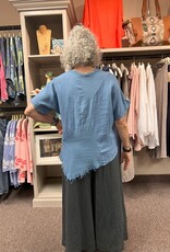Saga Frayed Asymmetrical Top