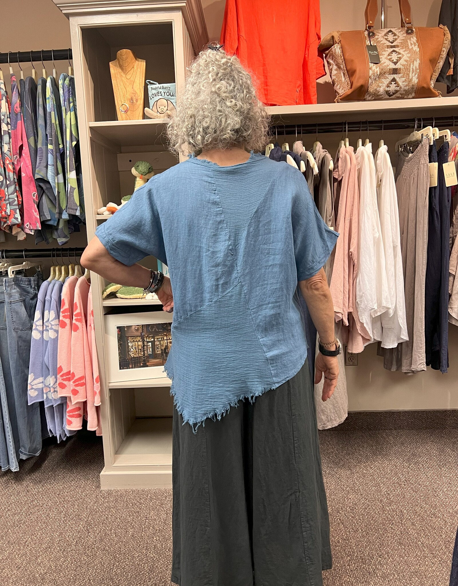 Saga Frayed Asymmetrical Top