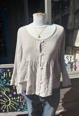 Saga Cropped Ruffle Linen Top