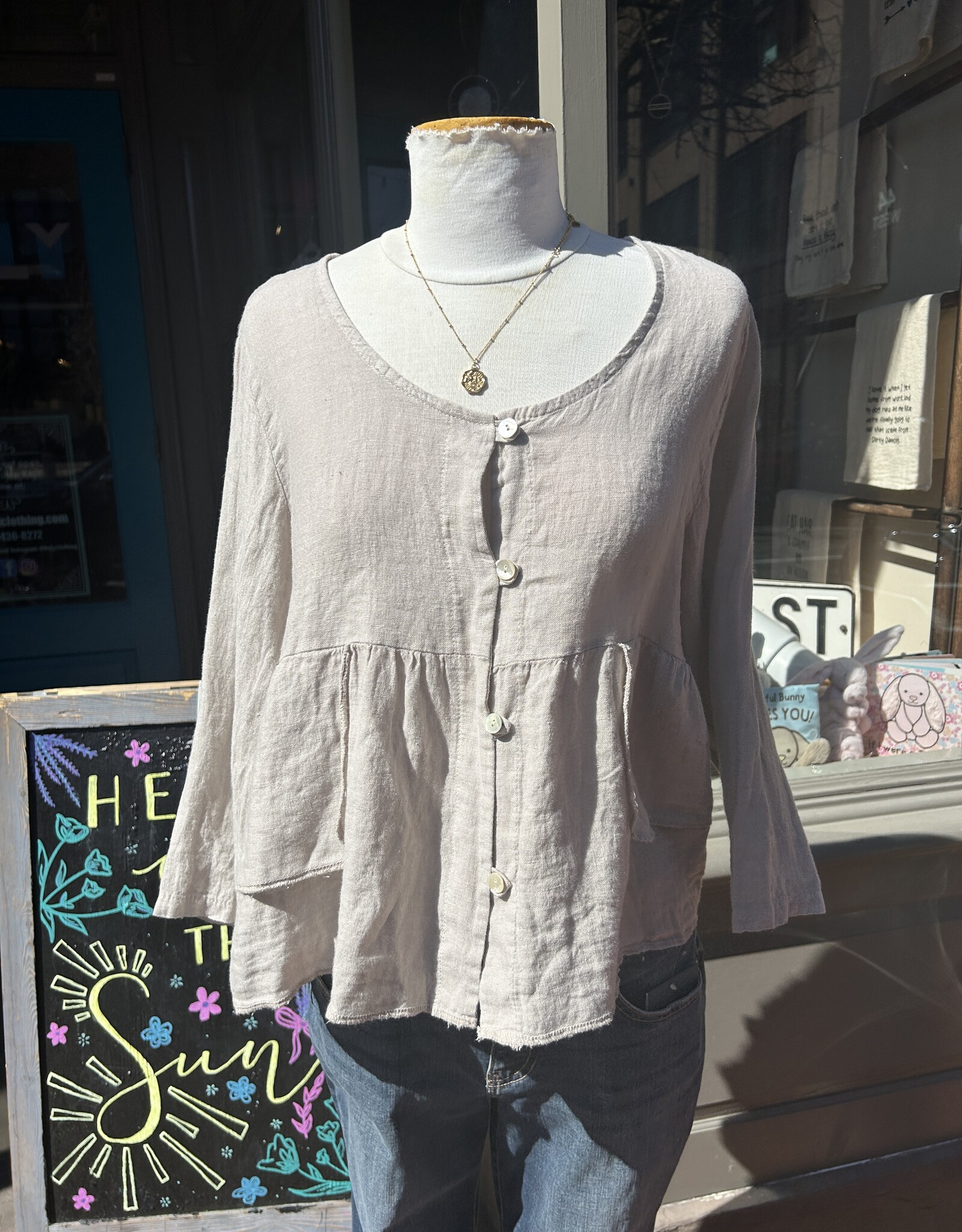 Saga Cropped Ruffle Linen Top