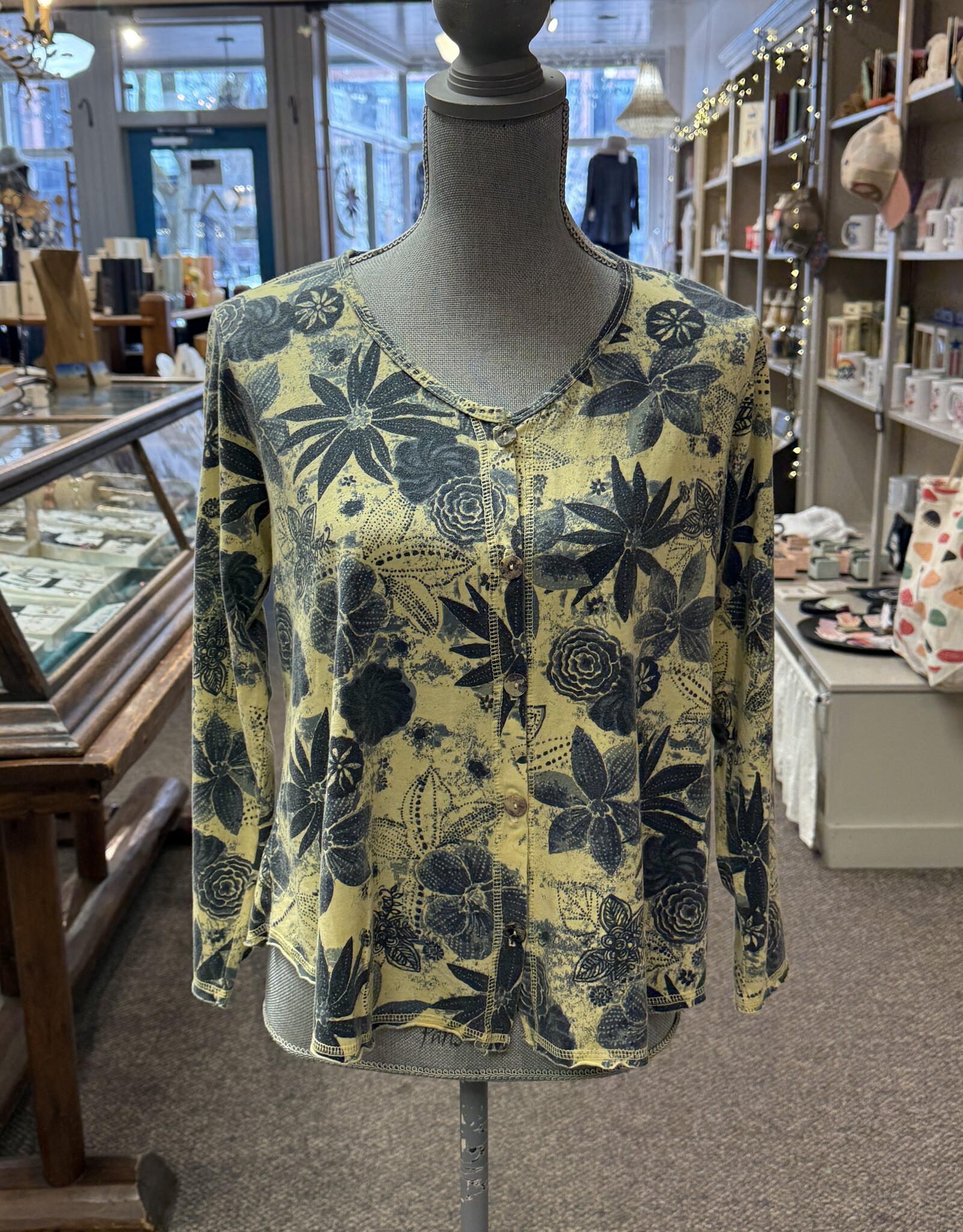 Prairie Cotton, Inc. Printed Button Cardigan