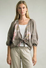 Tempo Paris Linen Floral Wrap Jacket