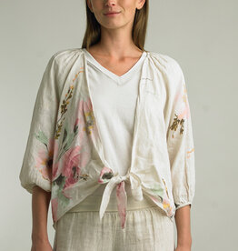 Tempo Paris Linen Floral Wrap Jacket