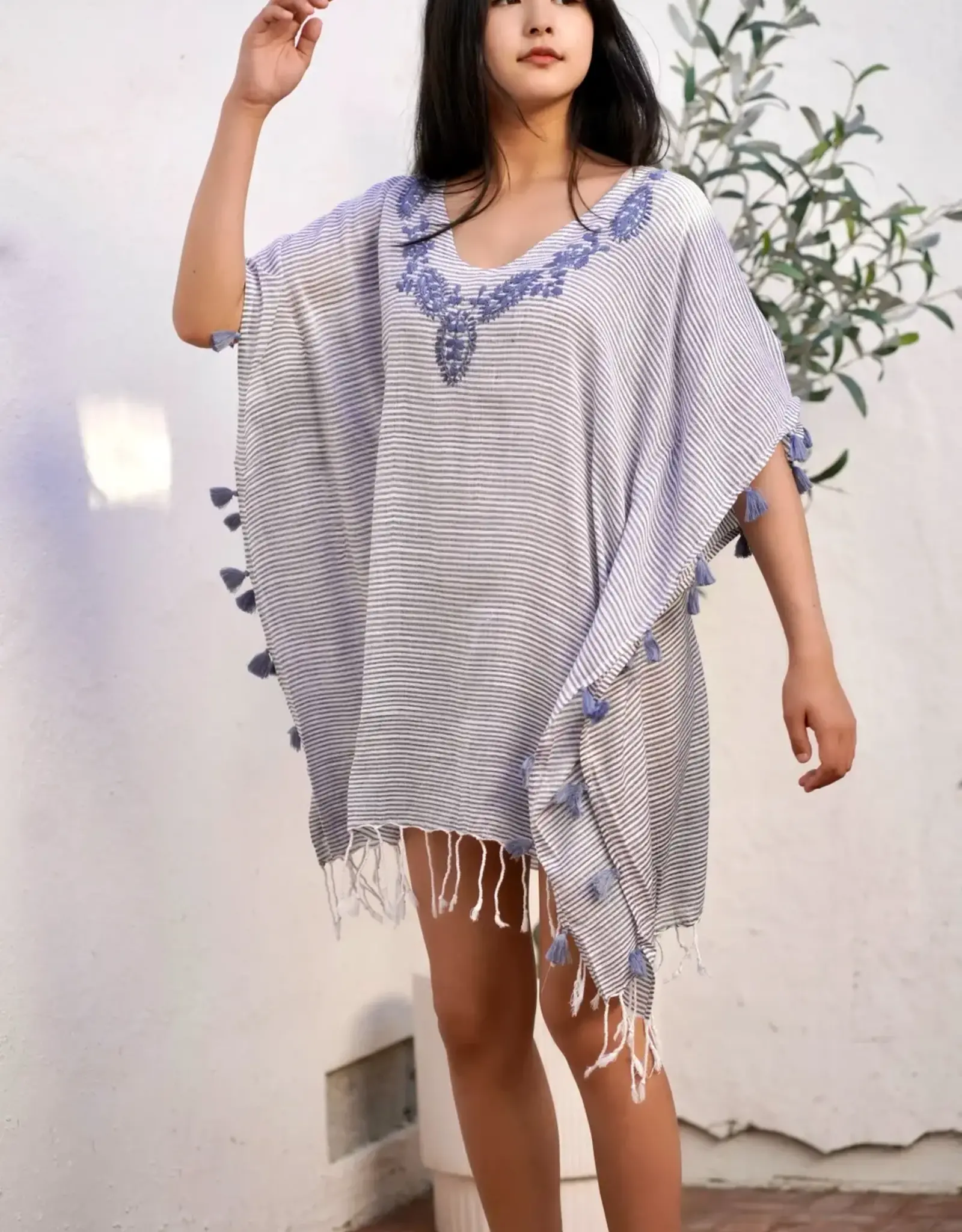 Dolma Luna Pinstripe Kaftan