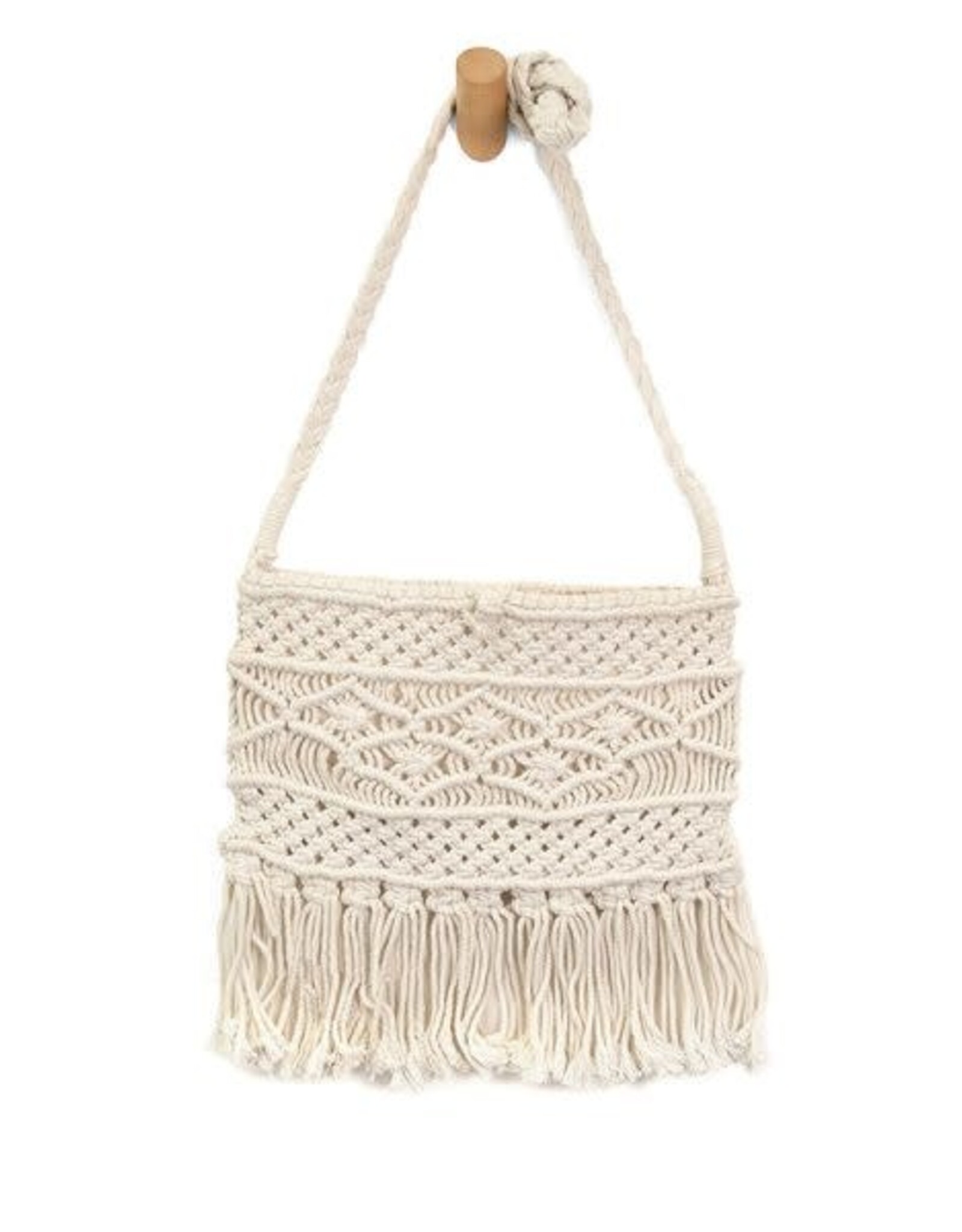 Joy Susan Accessories Maeve Macrame Crossbody w/ Fringe
