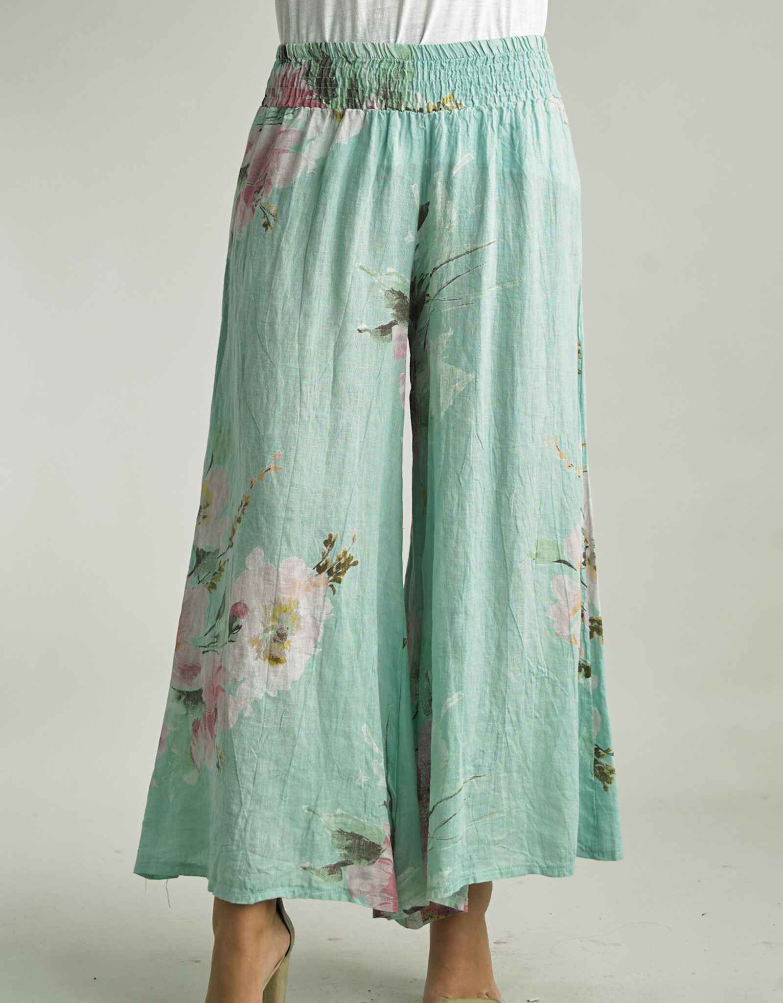 Tempo Paris Floral Linen Wide Leg Pant