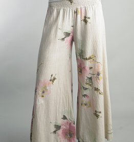 Tempo Paris Floral Linen Wide Leg Pant
