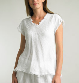 Tempo Paris Fray Edge Linen Tee