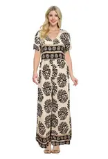 Yak & Yeti Printed V-Neck Jumpsuit