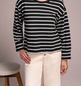 TRIBAL Long Sleeve Striped Crew