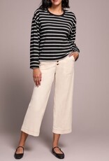 TRIBAL Long Sleeve Striped Crew