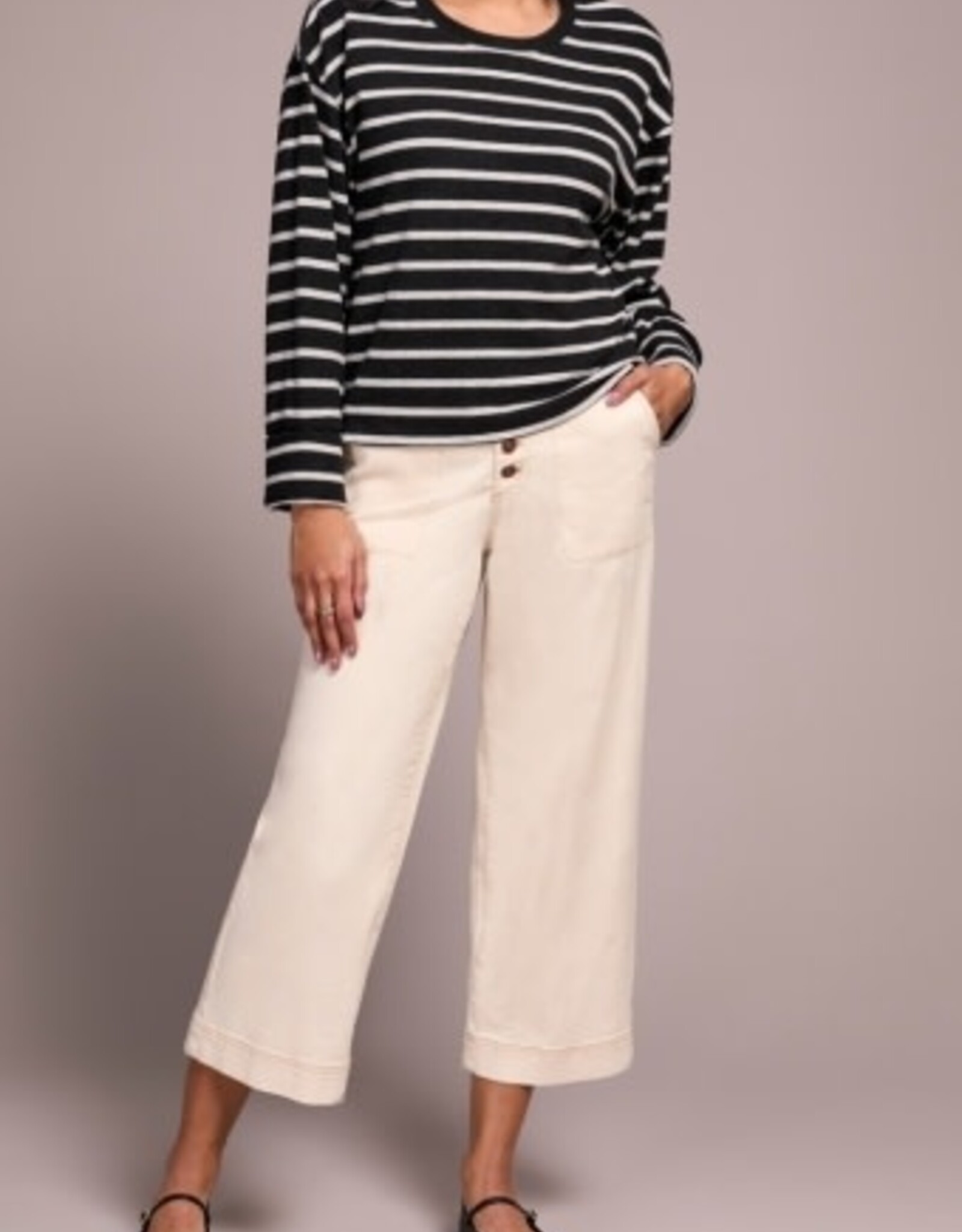 TRIBAL Long Sleeve Striped Crew