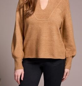 TRIBAL Long Sleeve Notch Sweater