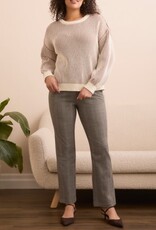 TRIBAL Striped Side-Slit Crew Sweater