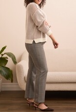 TRIBAL Striped Side-Slit Crew Sweater