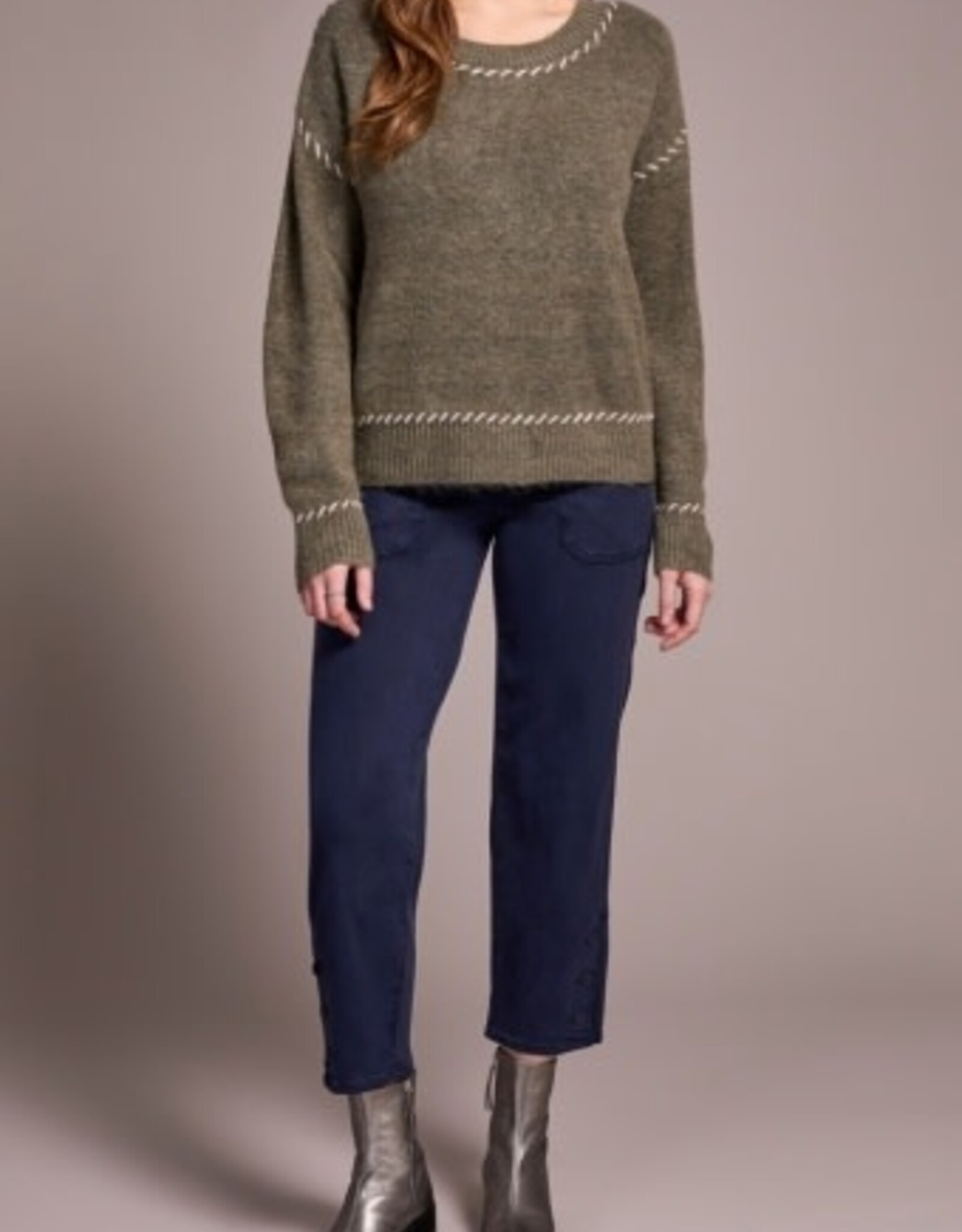 TRIBAL Cozy Contrast-Stitch Sweater