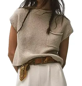Sweetkama Mock Neck Short Sleeve Sweater