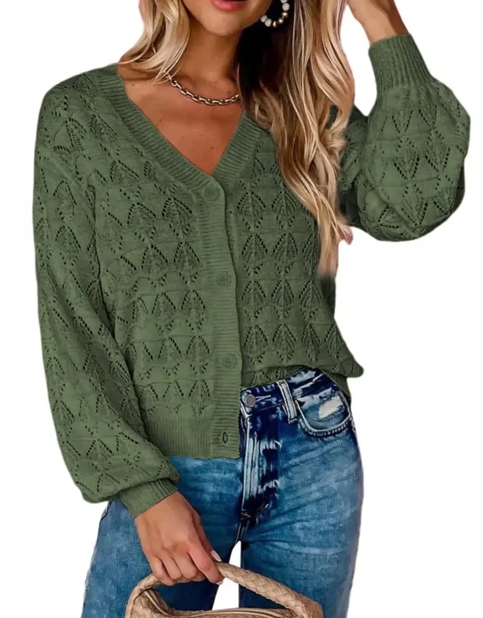 Pointelle Knit Cardigan