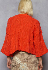 POL Clothing Hot Coral Cable Knit Sweater