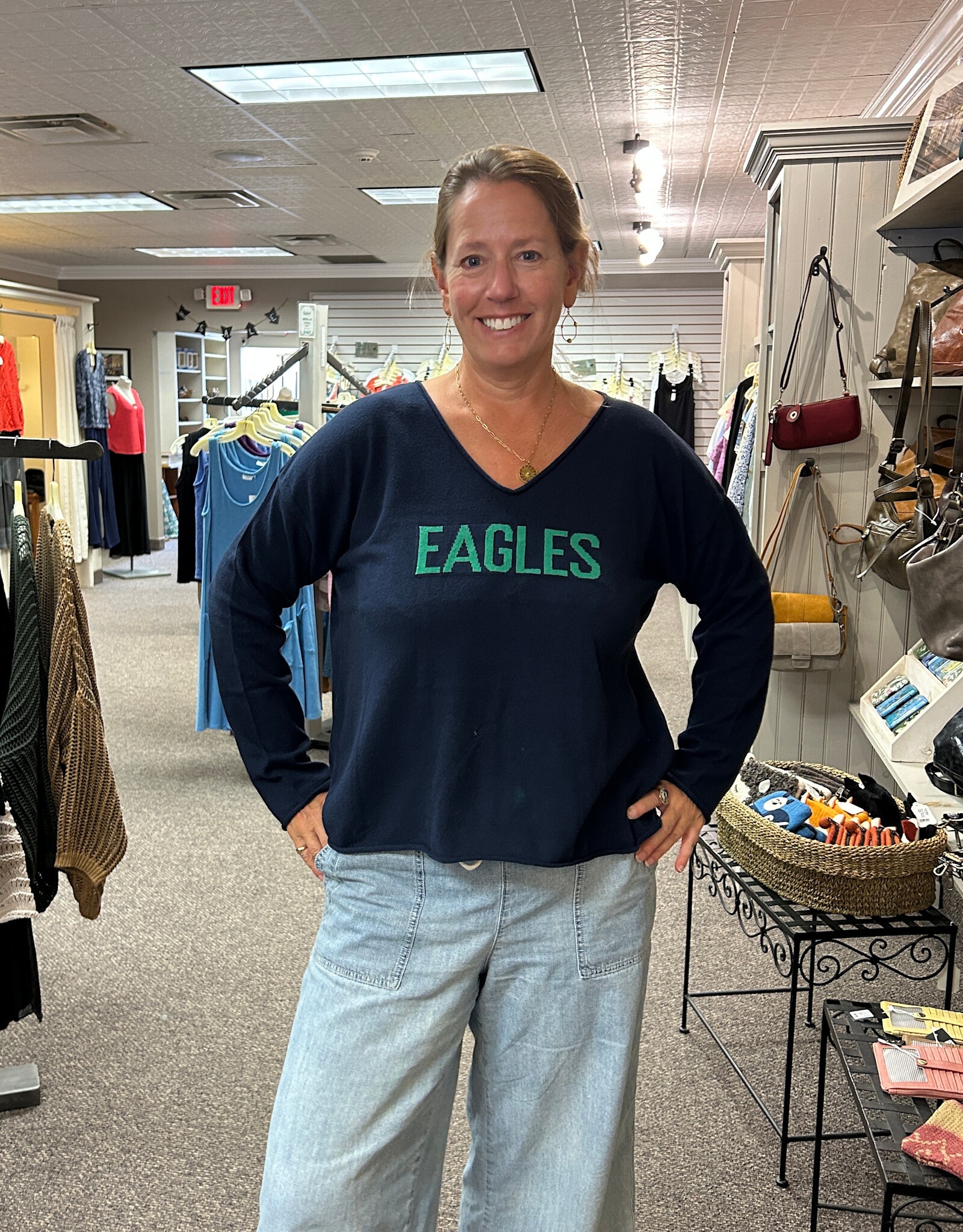 Town Pride Vneck Eagles Sweater