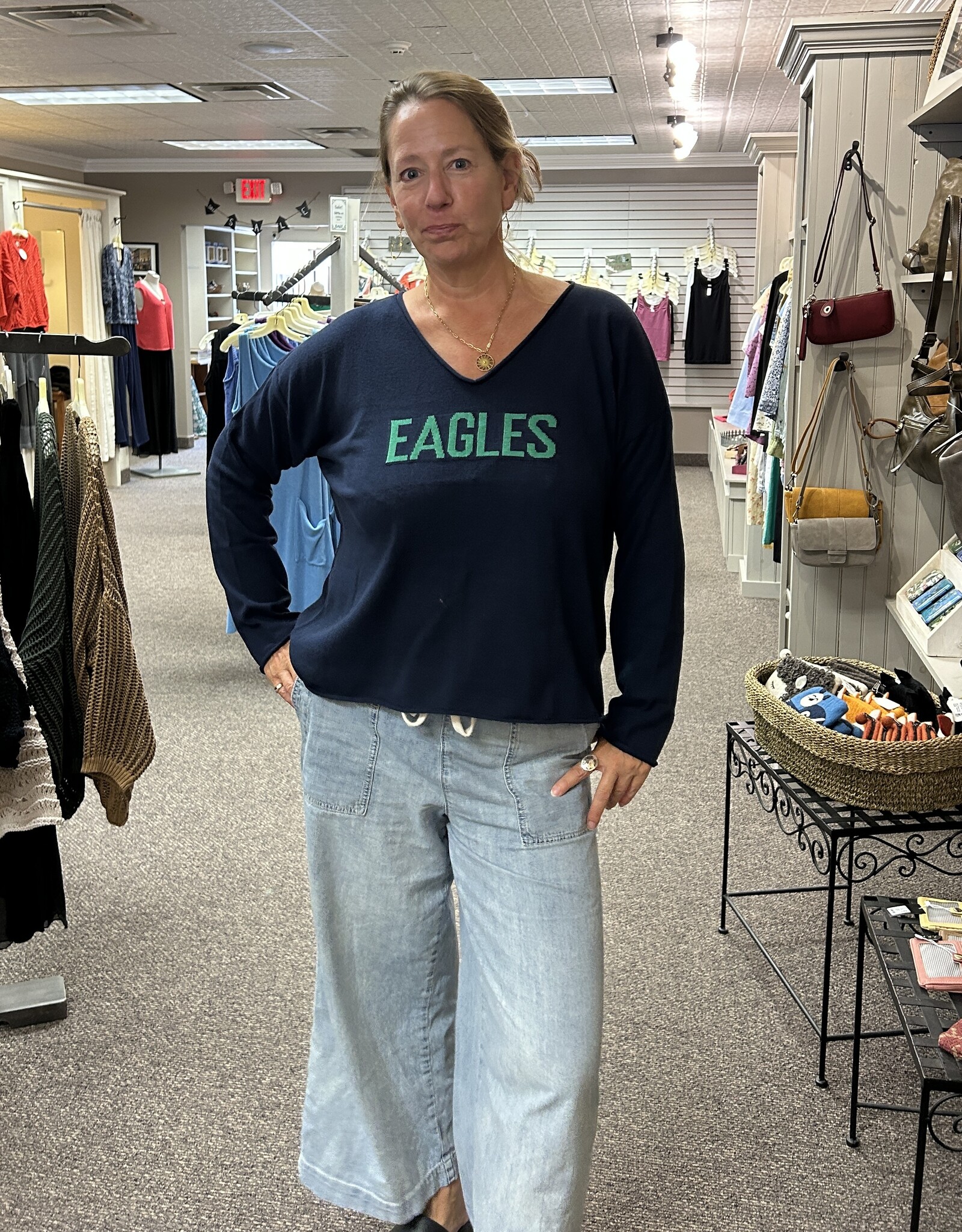 Town Pride Vneck Eagles Sweater
