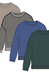 TRIBAL Striped Side-Slit Crew Sweater