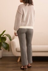 TRIBAL Striped Side-Slit Crew Sweater