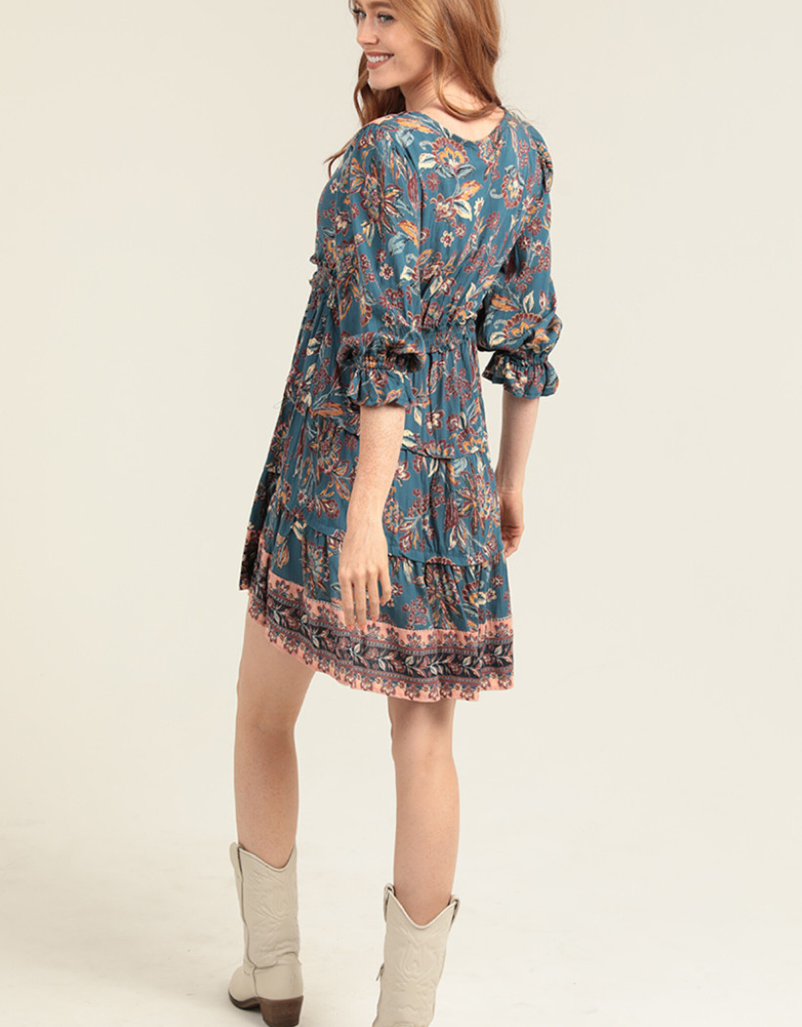 Fall Floral Tassel Dress